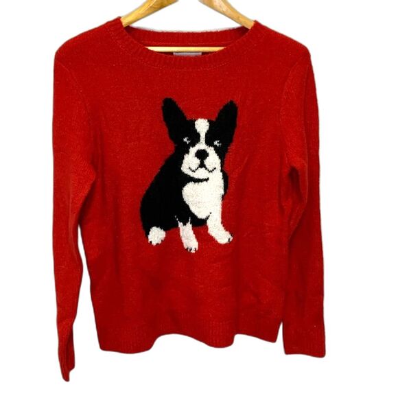Cupcakes And Cashmere Red French Bulldog Crewneck Sweater Size M - Picture 3 of 12